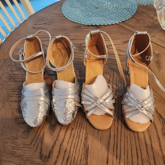 Silver Glitter and Strappy Dance Shoes - Picture 1 of 1